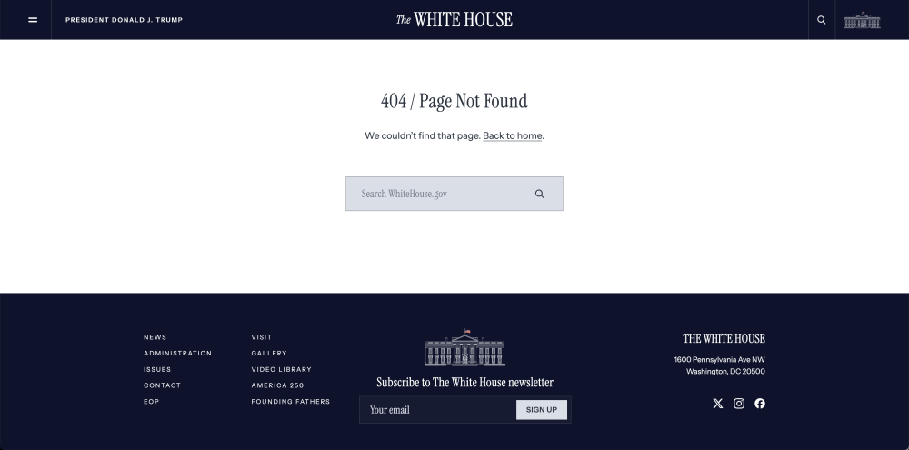 404 Page Not Found The White House - Page dédiée à Edith Bolling Galt Wilson